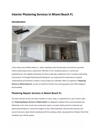 Interior Plastering Services in Miami Beach FL