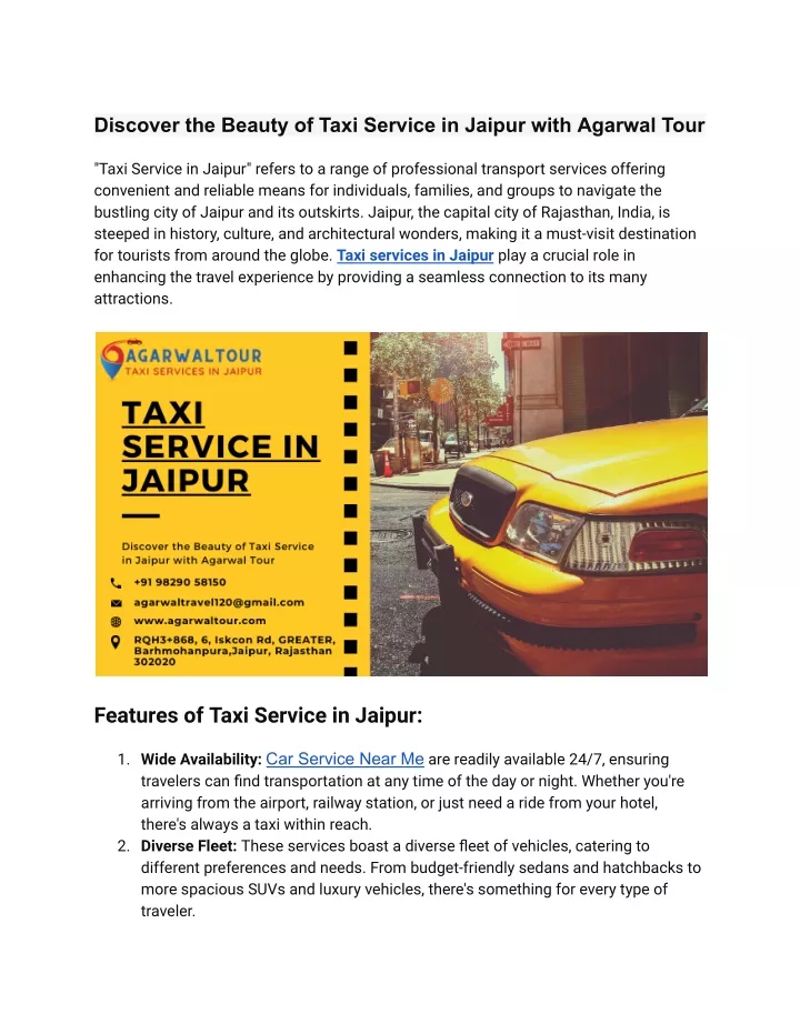 discover the beauty of taxi service in jaipur