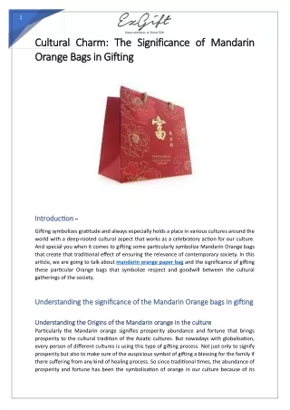 Cultural Charm- The Significance of Mandarin Orange Bags in Gifting - EzGifts