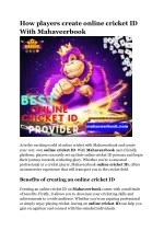 How players create online cricket ID With Mahaveerbook - slide 1
