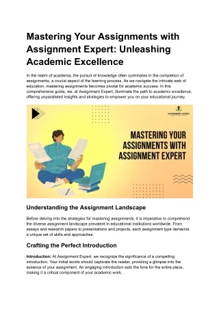 Mastering Your Assignments with Assignment Expert Unleashing Academic Excellence
