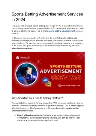 Sports Betting Advertisement Services in 2024