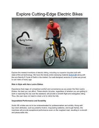Explore Cutting-Edge Electric Bikes
