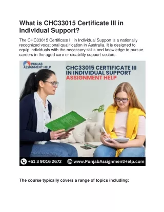 what is chc33015 certificate iii in individual