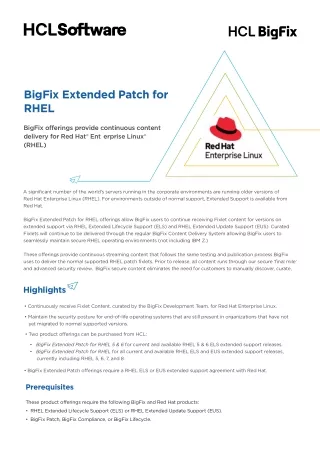 Say Goodbye to Patching Pain Points BigFix Delivers Continuous Security for RHEL