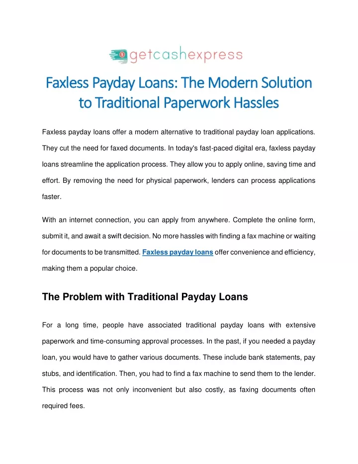 faxless payday loans the modern solution faxless