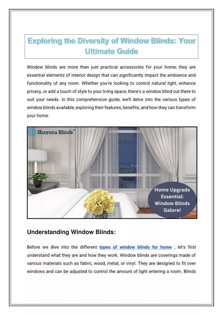 exploring the diversity of window blinds your