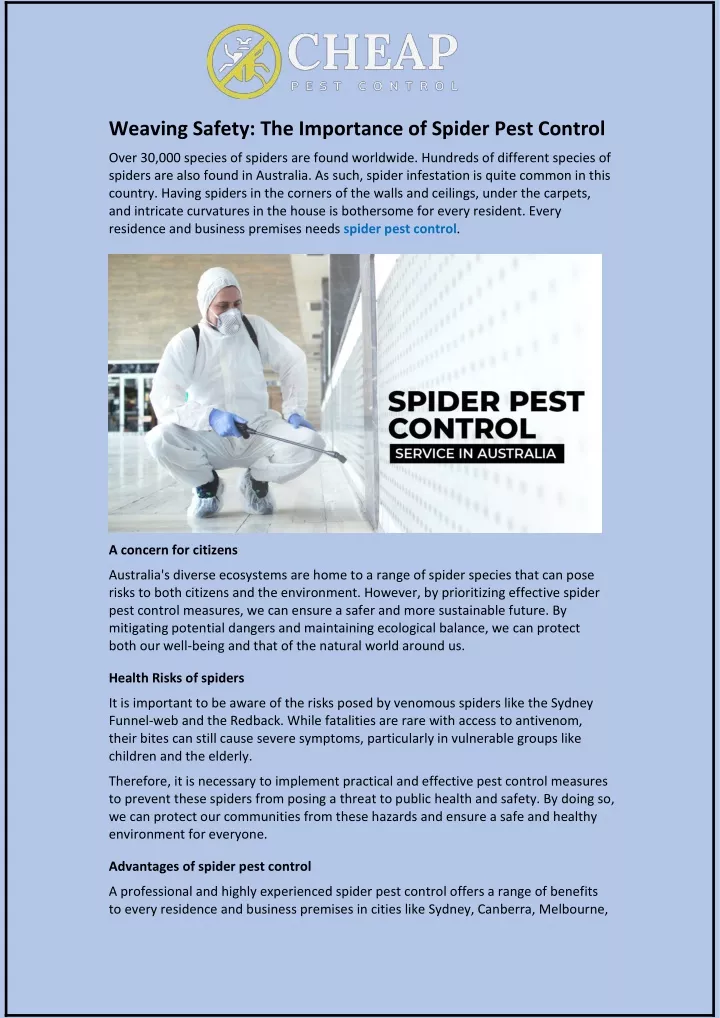 weaving safety the importance of spider pest