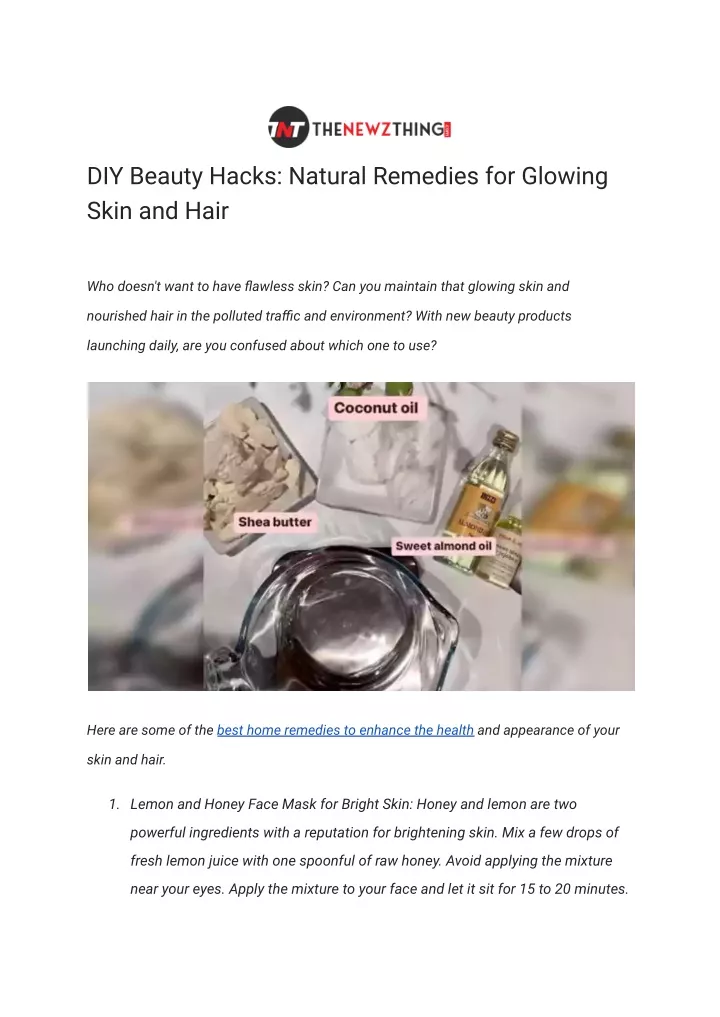 diy beauty hacks natural remedies for glowing