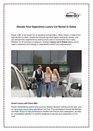 elevate your experience luxury car rental in dubai