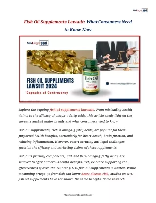 Fish Oil Supplements Lawsuit: What Consumers Need to Know Now