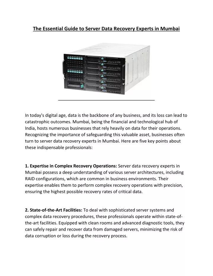 the essential guide to server data recovery