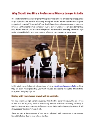 Why Should You Hire A Professional Divorce Lawyer in India