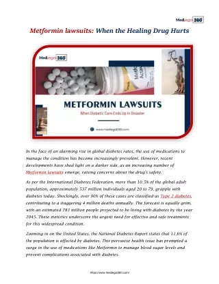 Metformin lawsuits: When the Healing Drug Hurts