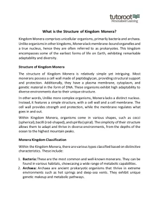 What is the Structure of Kingdom Monera?