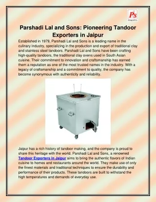 Tandoor Exporters in Jaipur