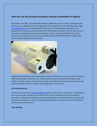 What Are The Use Of Video Surveillance Systems in Battlefield For Military