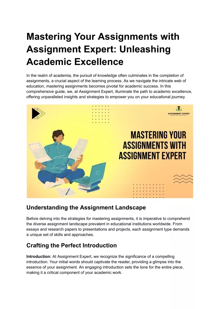 mastering your assignments with assignment expert
