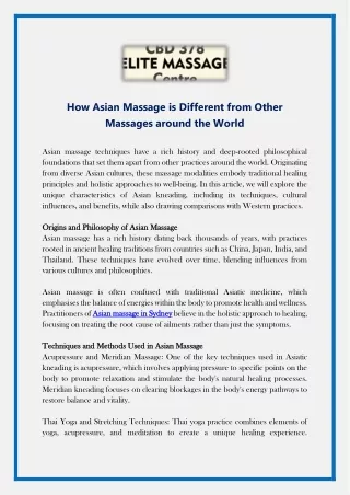 How Asian Massage is Different from Other Massages around the World