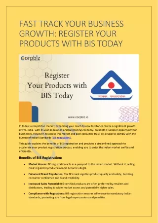FAST TRACK YOUR BUSINESS GROWTH: REGISTER YOUR PRODUCTS WITH BIS TODAY