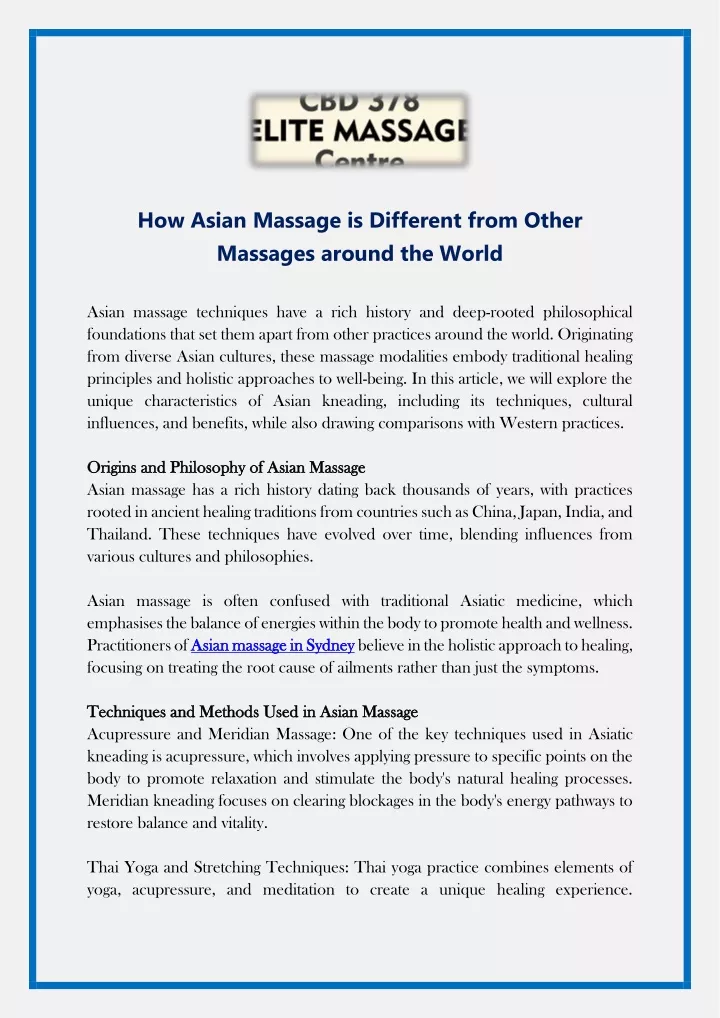 how asian massage is different from other