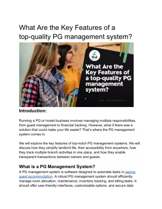 What Are the Key Features of a top-quality PG management system_