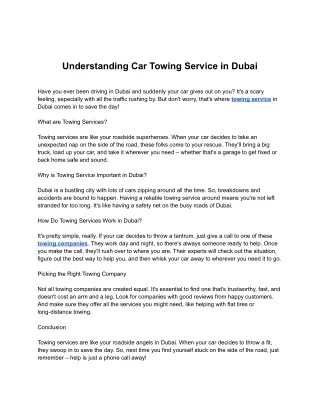 Understanding Car Towing Service in Dubai