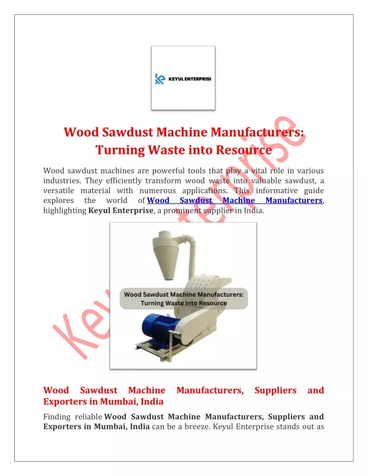 wood sawdust machine manufacturers turning waste
