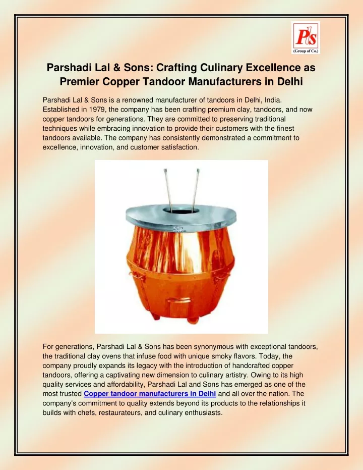 parshadi lal sons crafting culinary excellence