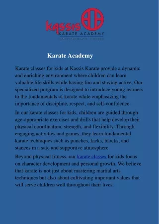 Karate Academy: Mastering Martial Arts Excellence at Kassis Karate