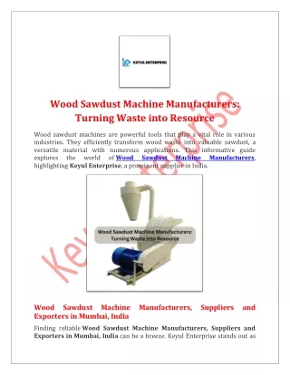 Wood Sawdust Machine Manufacturers Turning Waste into Resource