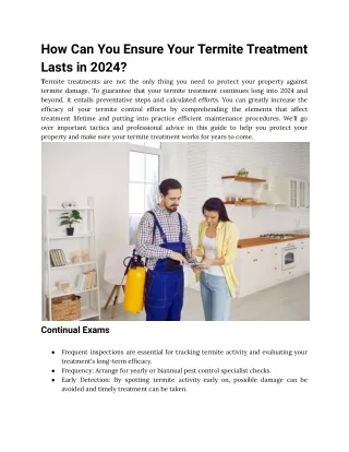 How Can You Ensure Your Termite Treatment Lasts in 2024