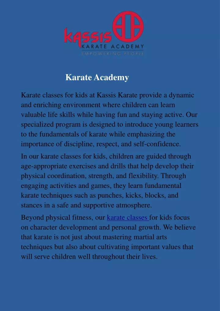 karate academy karate classes for kids at kassis
