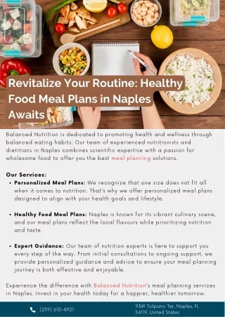 Revitalize Your Routine: Healthy Food Meal Plans in Naples Awaits