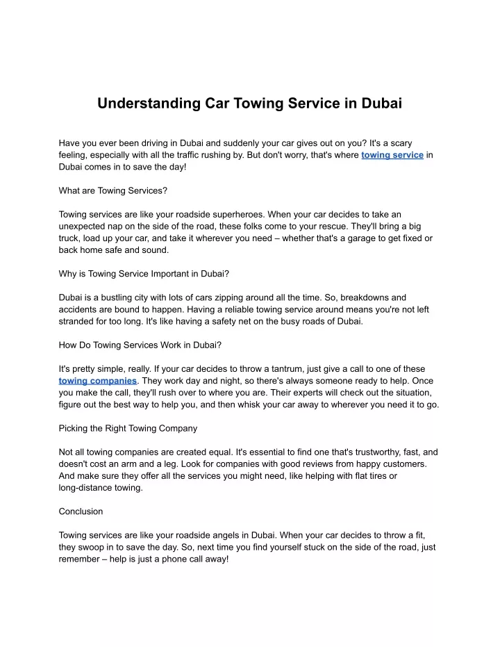 understanding car towing service in dubai
