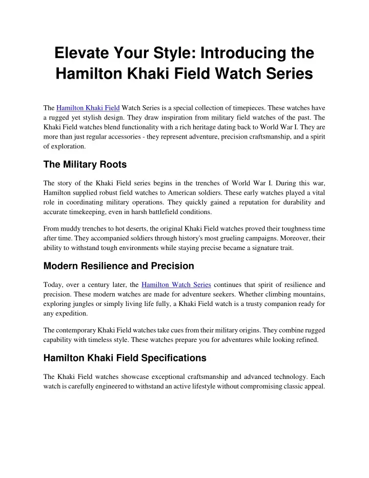 elevate your style introducing the hamilton khaki