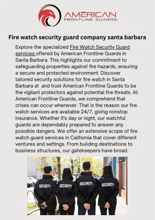 Fire Watch Security Guard Company in Santa Barbara