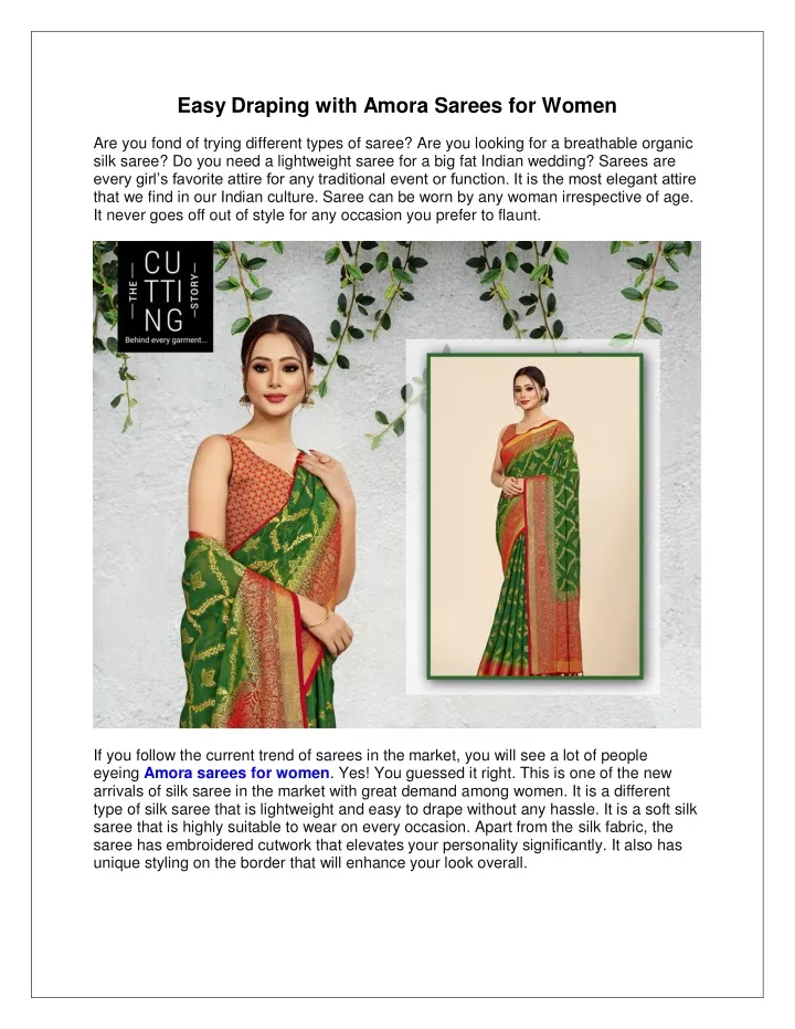 easy draping with amora sarees for women