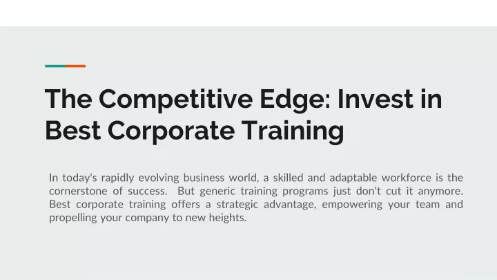 the competitive edge invest in best corporate training