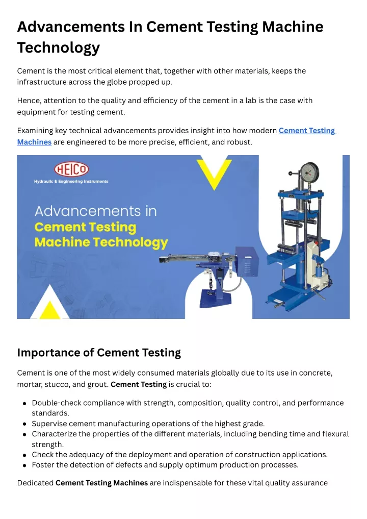 advancements in cement testing machine technology