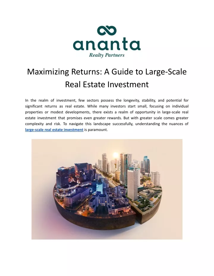 maximizing returns a guide to large scale real