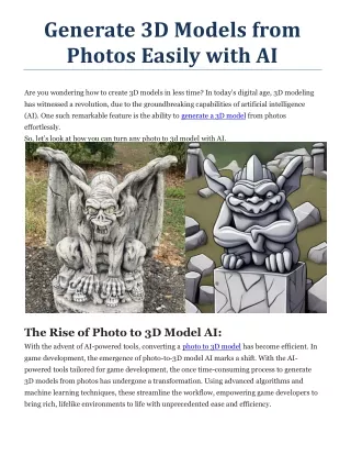 Generate 3D Models from Photos Easily with AI