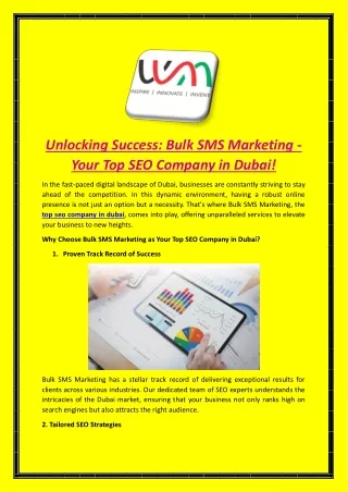 Unlocking Success Bulk SMS Marketing - Your Top SEO Company in Dubai!