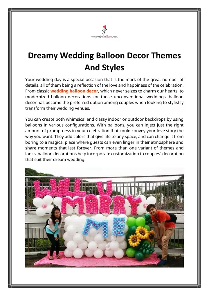 dreamy wedding balloon decor themes and styles