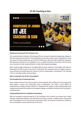 iit jee coaching in sion