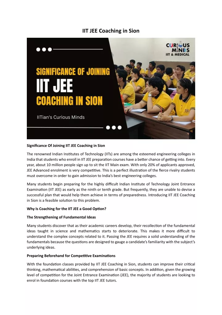 iit jee coaching in sion