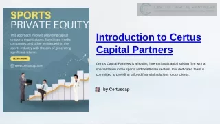 introduction to certus capital partners