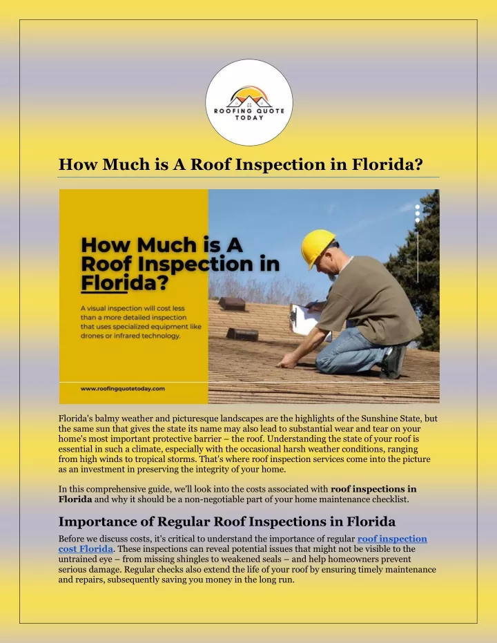 PPT - How Much is A Roof Inspection in Florida? PowerPoint Presentation ...