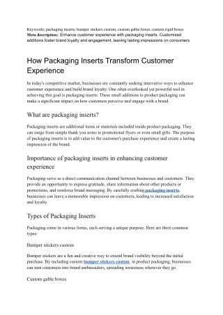 How Packaging Inserts Transform Customer Experience