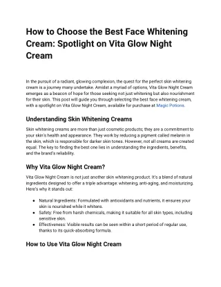 Vita Glow Night Cream | Magicpotions